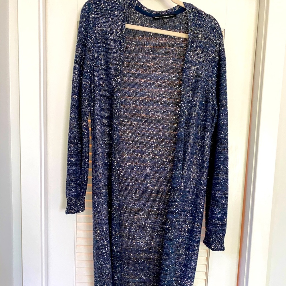Duster style sequin blue sweater